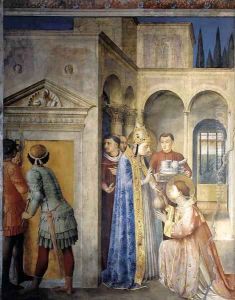 St Sixtus Entrusts the Church Treasures to Lawrence by Angelico Fra