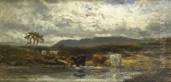 Far From The Busyworld, An
Upland Landscape With Cattle Watering In The Shallows Ofa Pool - view 1