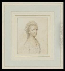 Lady Mary Lowther, Wearing White Dress And Pendant Necklace, Her Hair Powdered