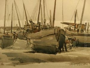 St. Ives. Fishing Boats At Low Tide St. Ives. Fishing Boats At Low Tide