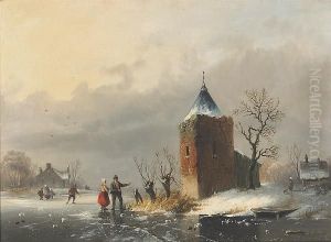 A Couple Talking On A Frozen Canal