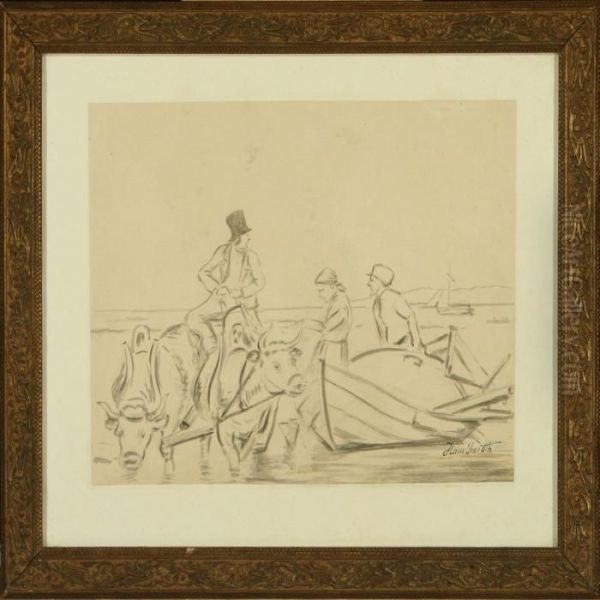 Costal Scenery Withfigures And Cart - view 1