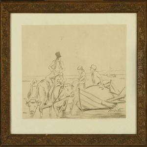 Costal Scenery Withfigures And Cart