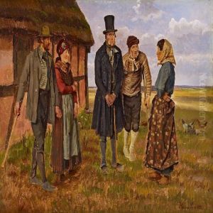 Moor With Men And Women Insunday Clothes In Front Of A Tatched House