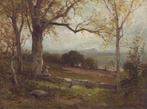 New Jersey Landscape With A Figure Resting By A Tree