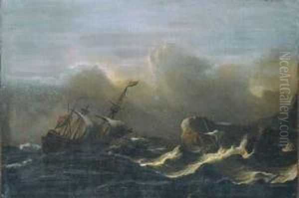 A Three-master In A Gale Off A Rocky Coast - view 1