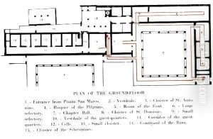 Plan of the ground floor in the Convento di San Marco Plan of the ground floor in the Convento di San Marco