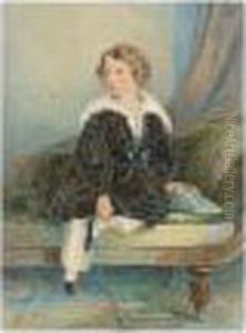 Boy Seated On A Chaise Longue by Garden Grant Smith