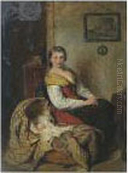 Interior Scene With Mother And Baby - view 1