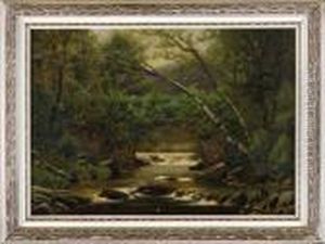 Landscape With Brook And Stone Bridge by Henry Pember Smith