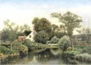 Landscape With House Near A Pond by Henry Pember Smith