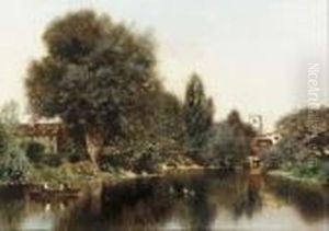 Boating On A Pond by Henry Pember Smith