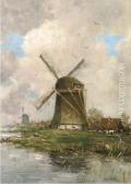 Windmills By A River - view 1