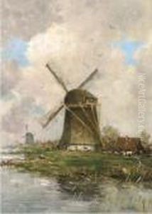 Windmills By A River by Hobbe Smith