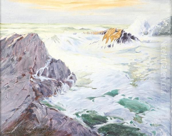 Waves Crashing On A Rocky Shoreline - view 1