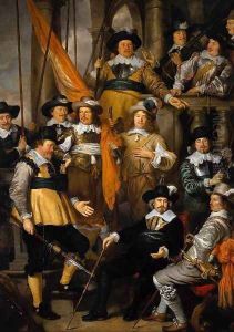 The Company of Captain Albert Bas and Lieutenant Lucas Conijn 1645 by Govert Teunisz. Flinck