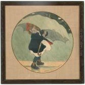 Young Girl With Umbrella In Therain Young Girl With Umbrella In Therain
