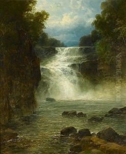 River Scene With Waterfall