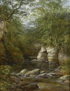 In North Wales, A Woodland Stream