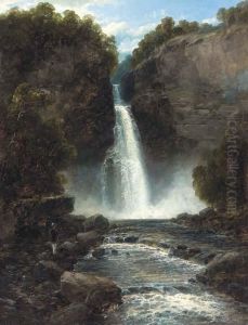 A Figure By A Waterfall A Figure By A Waterfall