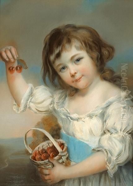A Girl With A Basket Of Cherries - view 1