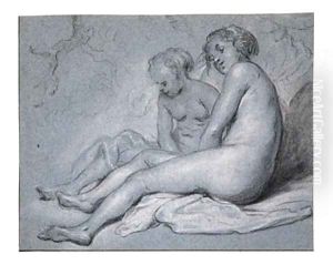 Study of two female seated Nudes by Govert Teunisz. Flinck