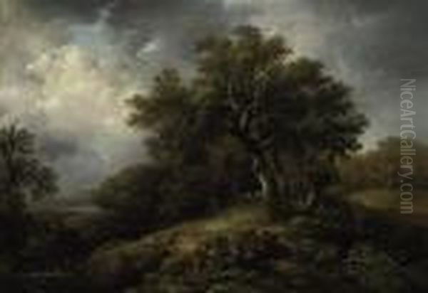 Travellers Resting Along A Country Path In A Wooded Landscape - view 1