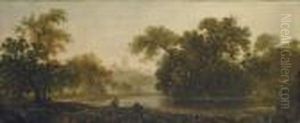 River Landscape With A Cathedral In The Distance by George, of Chichester Smith