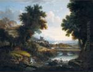 An Extensive Italianate Landscape With Gypsies In The Foreground
