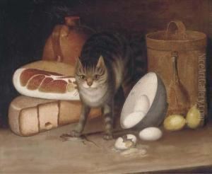 Ham, Cheese, Eggs, Lemons And A Cat With A Captured Mouse by George, of Chichester Smith