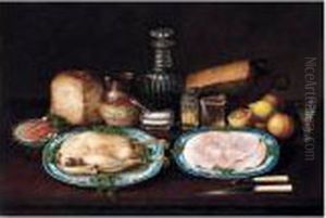 A Still Life Of Meat, Fruit And Vegetables On A Table by George, of Chichester Smith