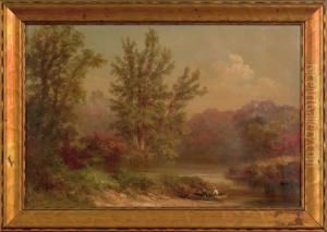 Pennsylvania Landscape With Fisherman by William Russell Smith