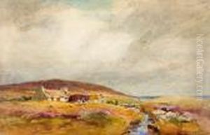 Cottages By A Stream On The Moors by William St. Thomas Smith
