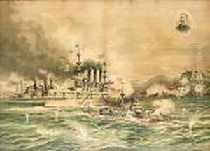 The Bombardment And Sinking Of The Merrimac At Santiago De Cuba