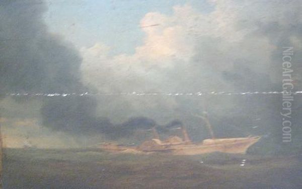A Paddle Steamer At Full Steam, Antoher In The Distance - view 1