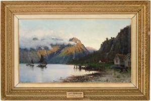 Fjordlandskap I Ettermiddagslys by Frithjof Smith-Hald