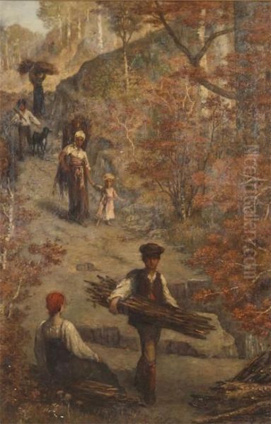 Wood Gatherers In The Forest - view 1