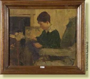 Jeune Femme A La Couture by Eugene Smits