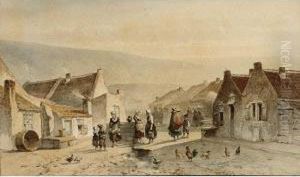 Fisherwomen And Their Children At The Well, Possibly Katwijk