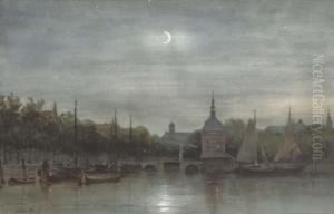 Alkmaar: The Harbour With The Accijnstoren By Night