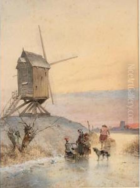 A Winter Landscape With Figures On The Ice - view 1