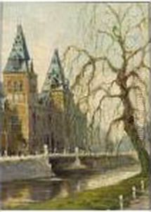 View Of The Rijksmuseum, Amsterdam by Johan Gerard Smits