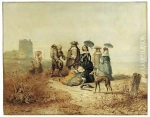Elegant Company On A Dune Overlooking The Sea Addressed By Abeggar Elegant Company On A Dune Overlooking The Sea Addressed By Abeggar