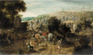 Battle Scene With Cavalry Routing An Army by Pieter Snayers