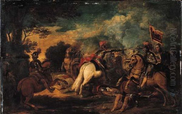A Cavalry Skirmish- A Sketch - view 1