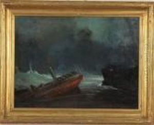 Seascape With Wrecked Boat by Henry Bayley Snell