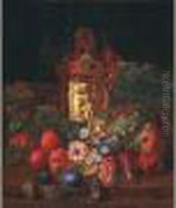 Nature Morte De Fleurs Et Fruits Avec Une Lanterne
