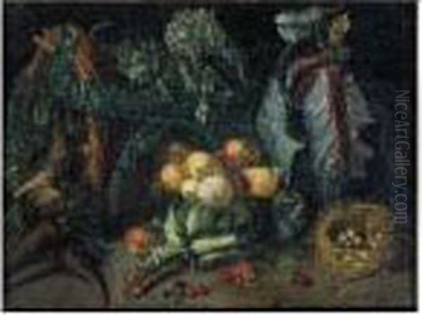 Nature Morte Aux Artichauts, Oignons, Choux, Cerises Et Groseilles - view 1