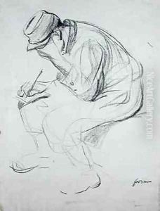 Soldier Writing by Jean-Louis Forain