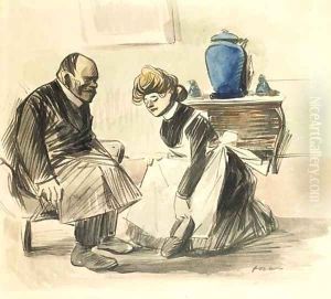 Mettant le chassure by Jean-Louis Forain